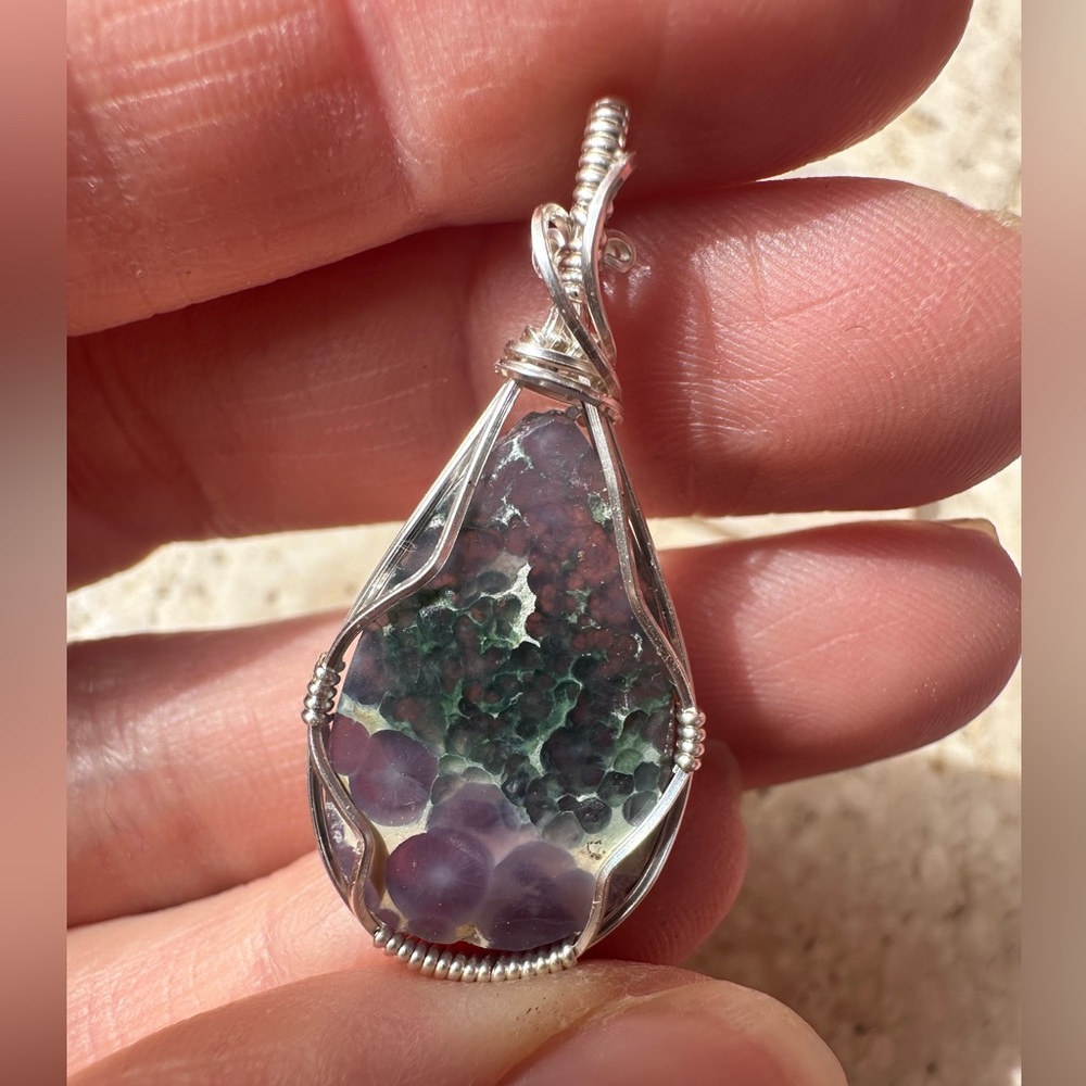 SALE 🌙 Sterling Silver Grape Agate Necklace Pendant